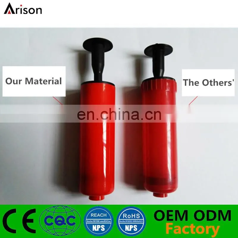 2- function 6" plastic hand pump with needle valve small hand pump with plastic valve for inflatable toys