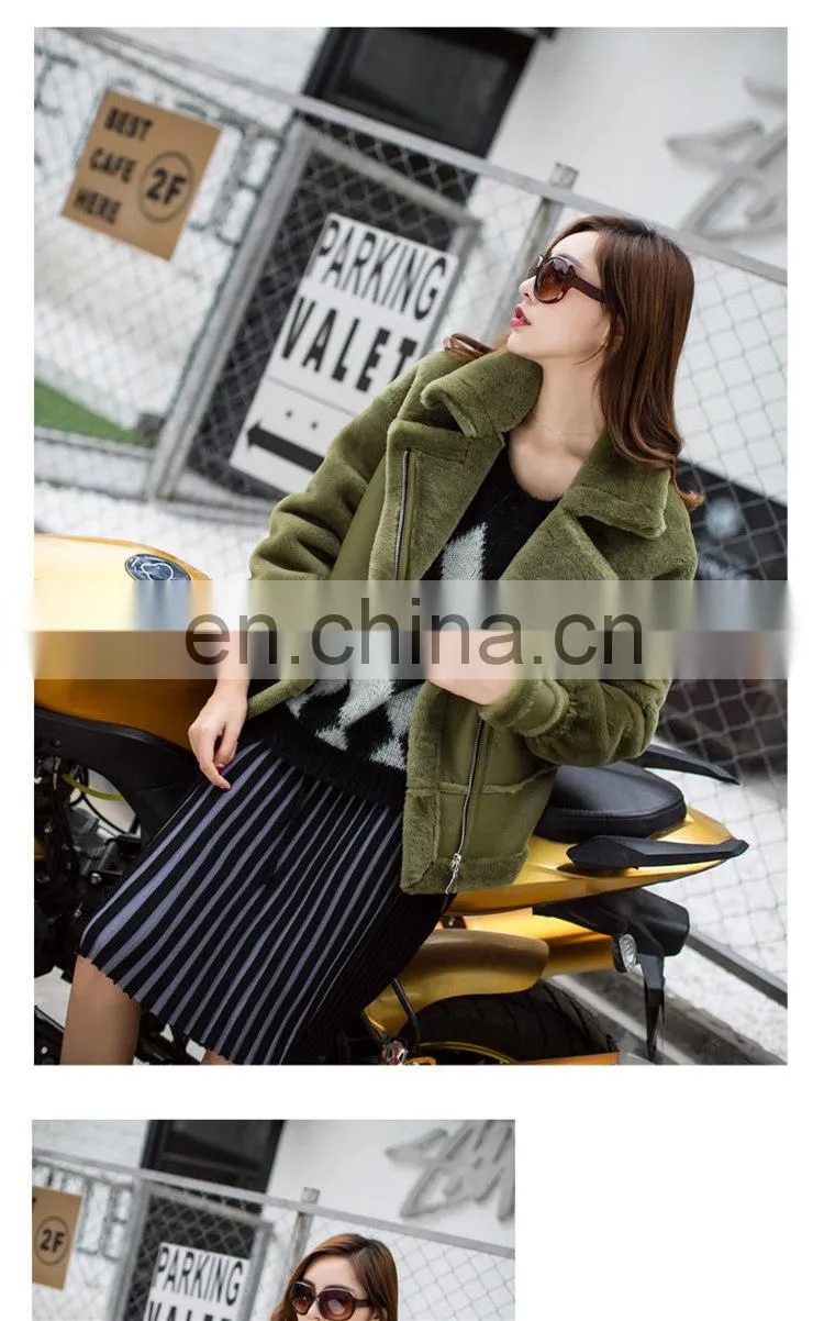 2016 Fashion Women Genuine Sheep Fur Jacket Shearling Sheepskin Coat