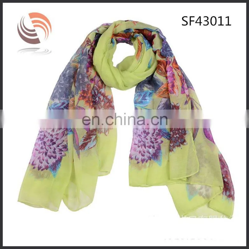 latest fashion spring polyester scarf flora scarf wholesale