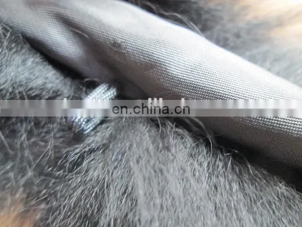 Dyed Black Leather Jacket Fox Fur Collar