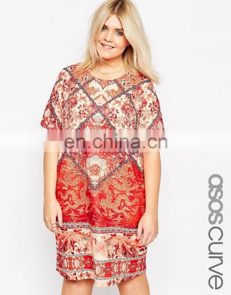 Custom-made printing dress for fat women plus size women clothing