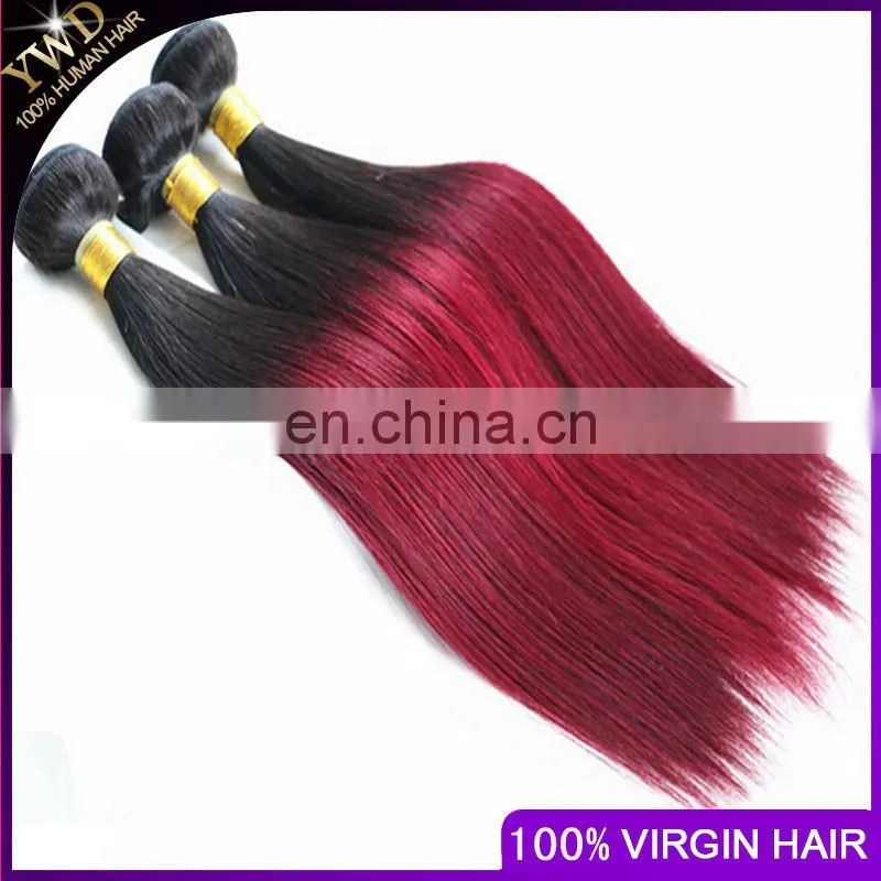 New Arrival Grade 6a brazilian Virgin Hair Straight 3 Bundles Two Tone Burgundy Human Hair Weave Red Straight Bundles
