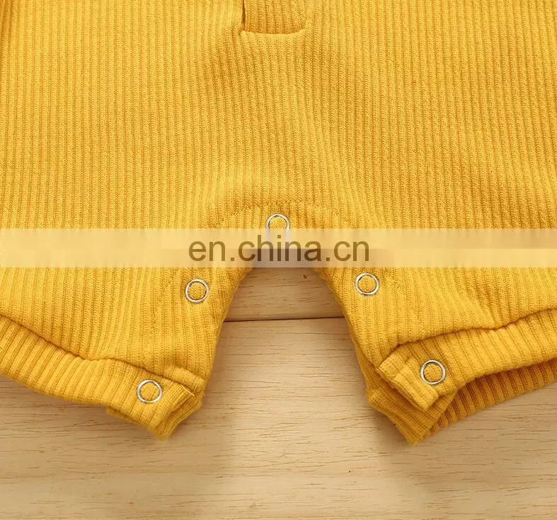 Newborn baby clothes solid color ribbed cotton jumpsuit rompers baby