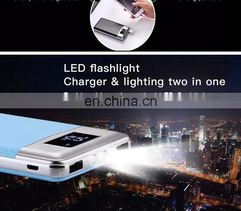 New Thin High Capacity 10000mah Single USB Port Leather Led Powerbank