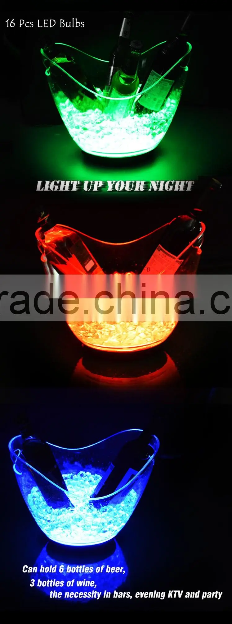 Boat shape rechargeable light up ice bucket