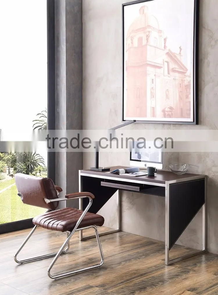 Cheap simple modern customized 1.2m panel board colorful brown wood office study cum computer table desk for 1 person