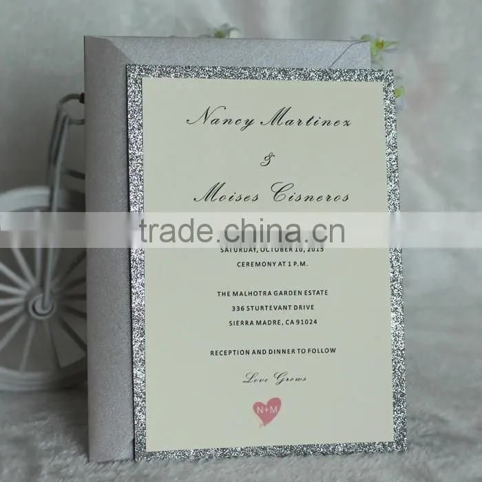 Elegant Card Royal Purple Ribbon Silver Glitter Paper Wholesale
