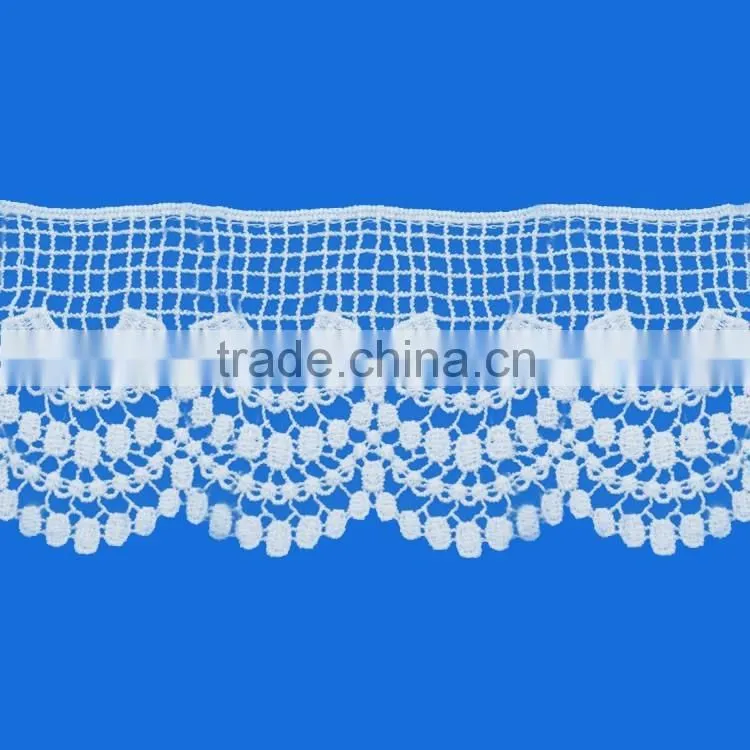New style fashion white stretch cotton guipure embroidery lace trimming for ladies dress