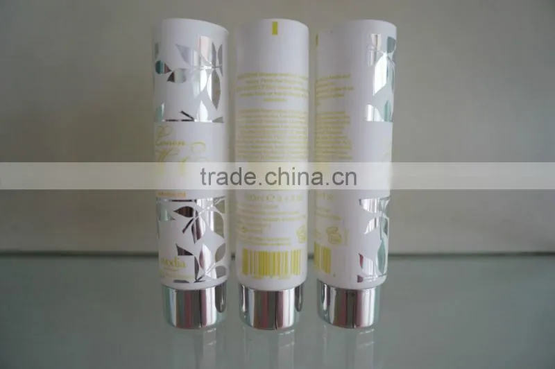 flexible round tube with bright silver screw cap for hand cream
