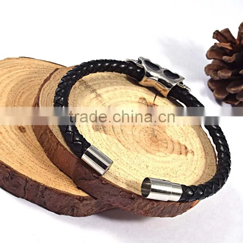 fashion skull bead bracelet wholesale mens leather bracelets