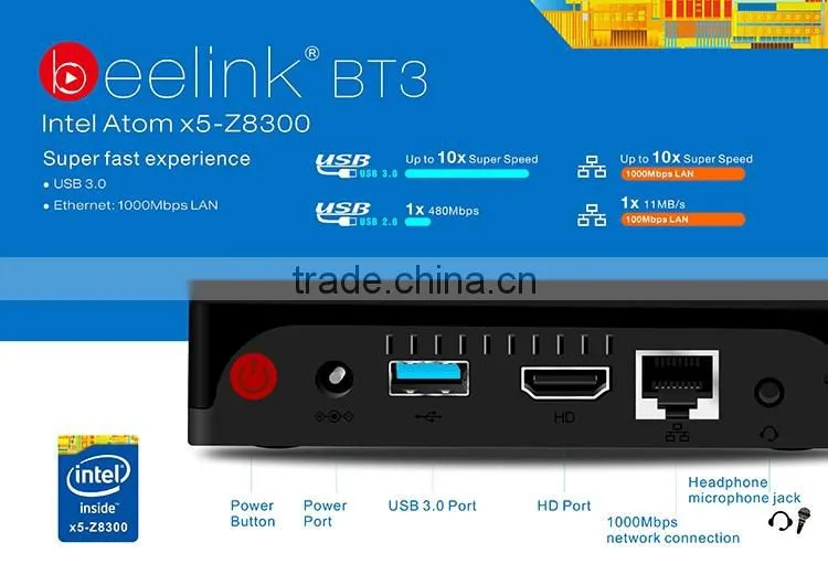 Latest USB 3.0 BT4.0 1000M LAN Win10 Quad core 2GB RAM 60GB ROM BT3 tv box