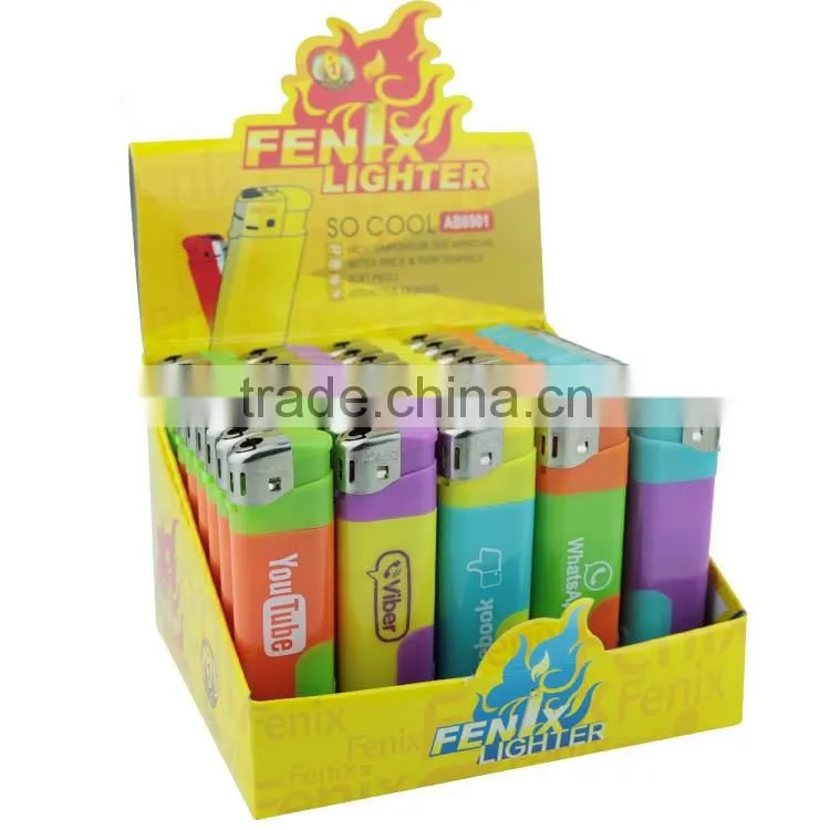 Customized logo print plastic electronic LED torch lighter