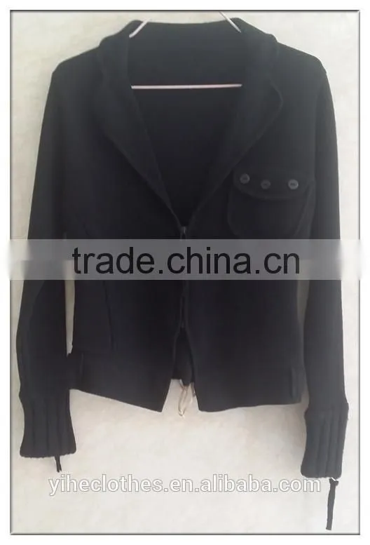Women zipper knitting sweater coat,simple design ladies cardigan sweater