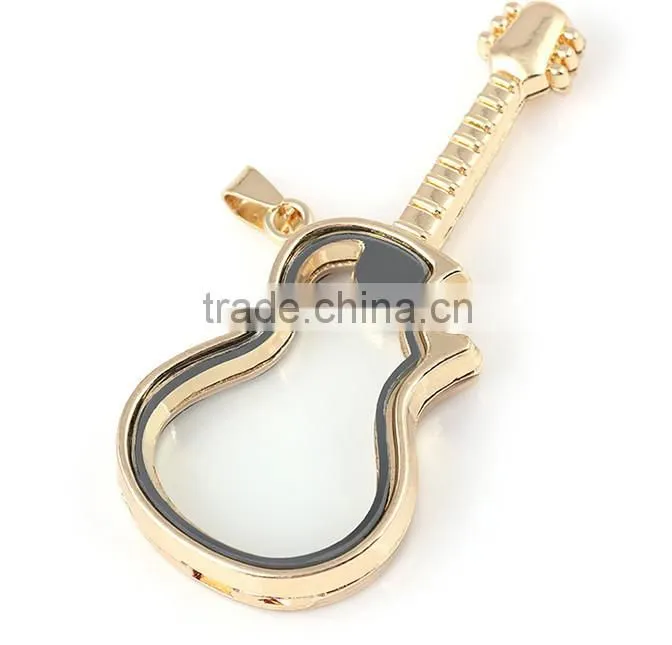 new products silver jewelry Guitar photo locket& floating locket&costume jewelry locket