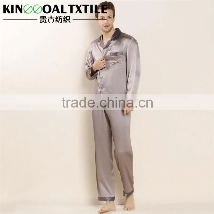 19mm High Grade solid color Male's Long Classic 100% Silk Pajama