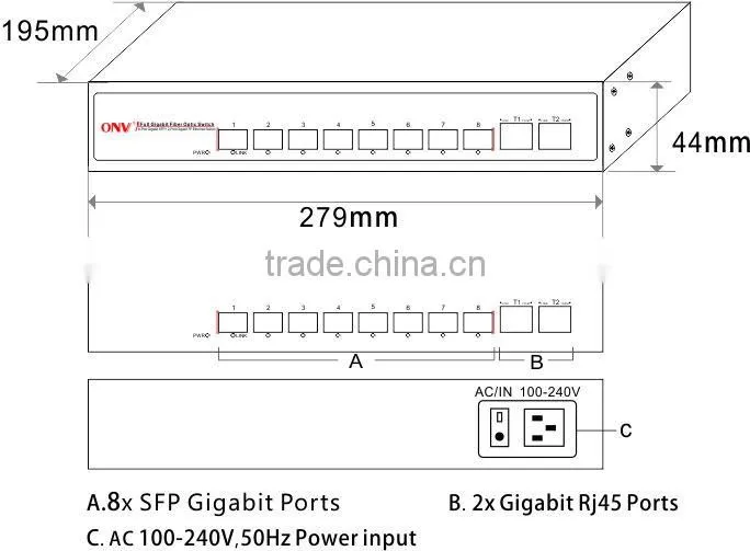 8 Port Fiber Optic Gigabit Ethernet Network Switch Ethernet switches