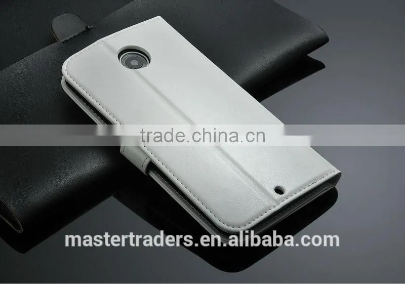 Original Fashion 64 Grain Stand Holder Wallet Flip PU Leather Case For Motorola Google 6 MT-3101