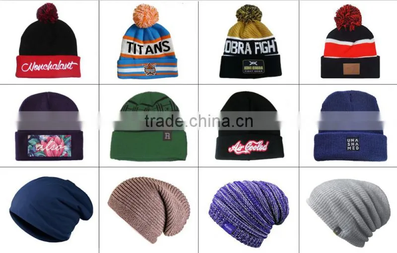 wholesale high quality jacquard pom pom beanie