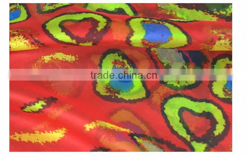 beautiful silk chiffon lurex fabric hot sale printed silk chiffon fabric