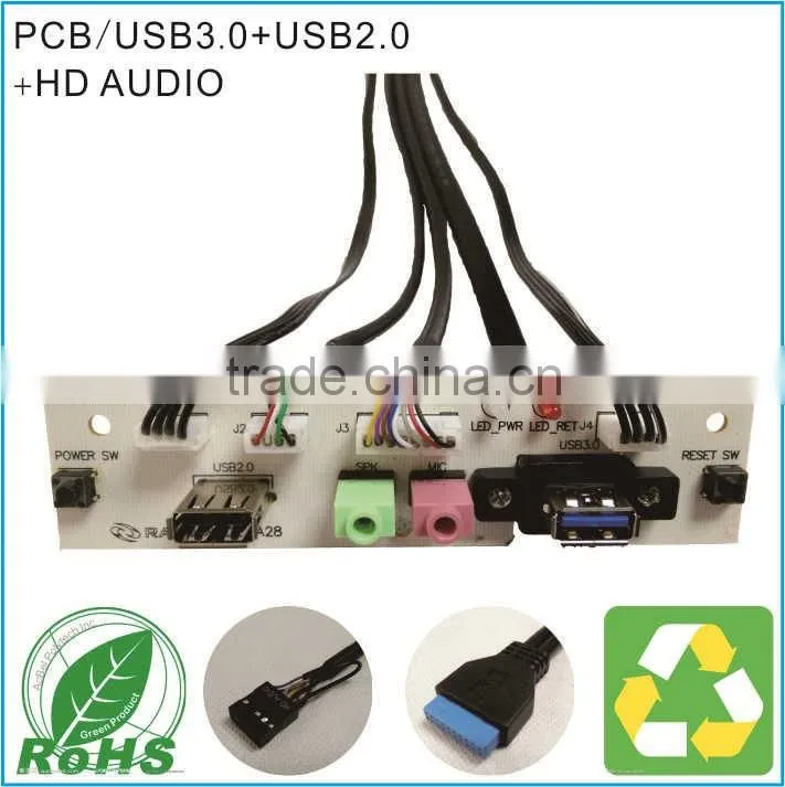 Front Panel Dual USB3.0+USB2.0+HD AUDIO I/O PC Board For Computer With Cable