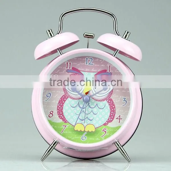 decorative mini double bell metal alarm clock for kids alarm clock