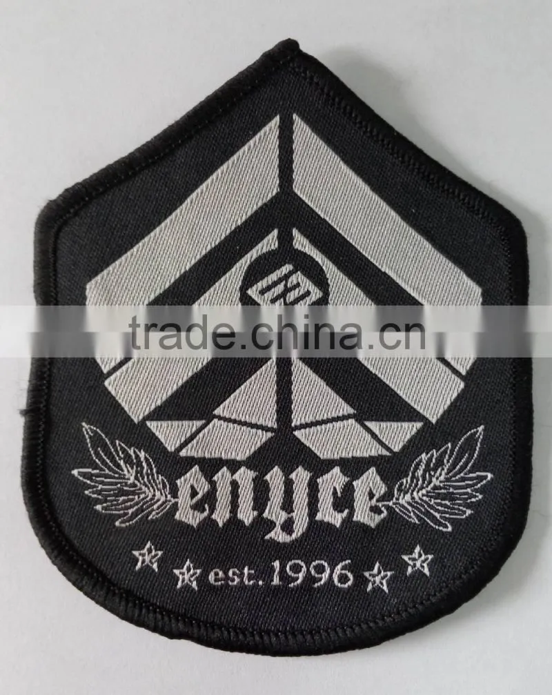 Wholesale custom merrow edged woven patches for clothing