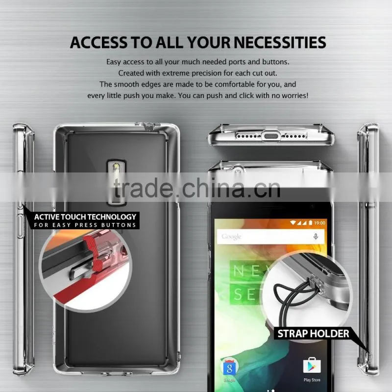 Keno All New Dust Free Cap Crystal Clear Shock Absorption TPU Bumper Drop Protective Hard Back Case for OnePlus Two