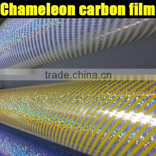 Hot Selling carbon fiber chameleon film with air drain