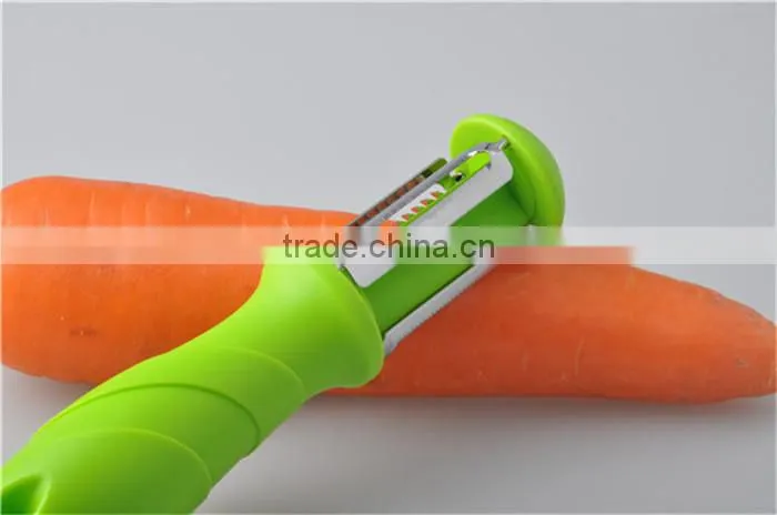 Mutifunctional 3 sides carrot grater ,colorful plastic handle peeler