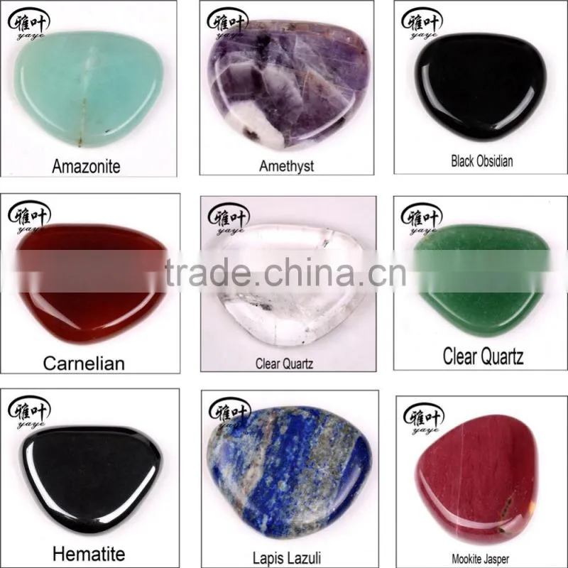 Wholesale semi-precious Amethyst stone engraved flower of life Round Palm Stone