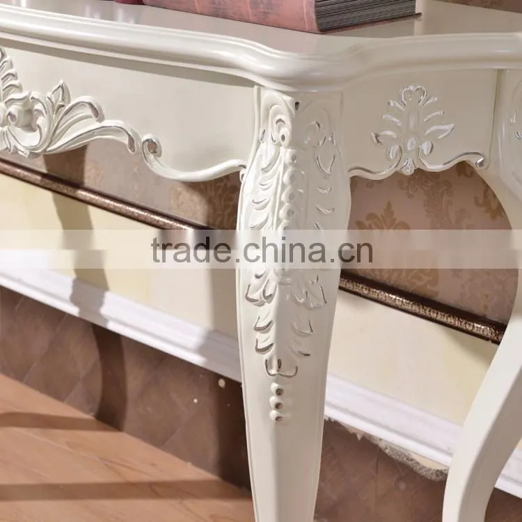 Italy Design Luxury Dining Room Silver Painted Carving Classic Console Table