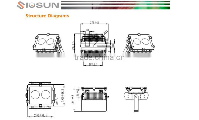300 w COB optional beam degree waterproof led flood light with 5 years warranty