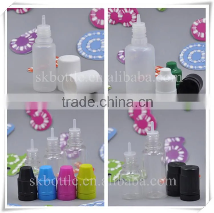 5ml 10ml clear PET plastic e liquid bottle with childproof lid