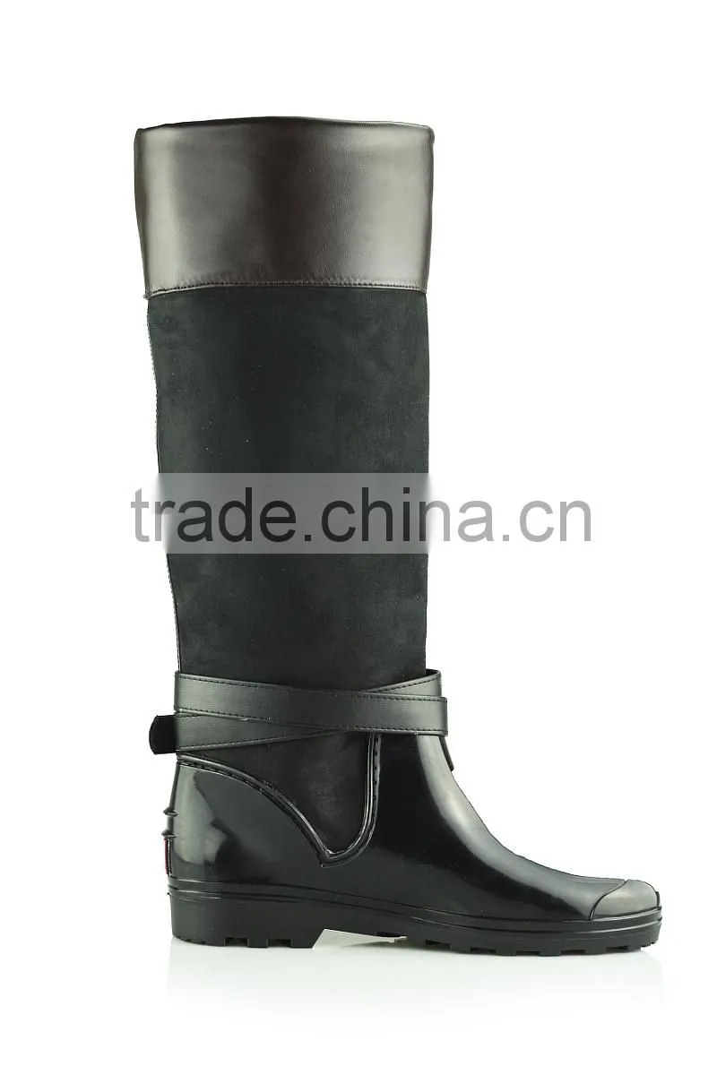 Fashion high quality black wholesale women winter rain boots rubber supplier