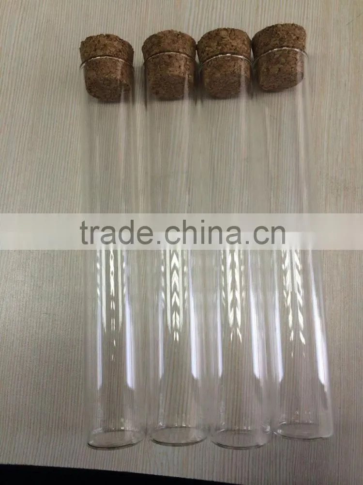 25mm glass tube glass bottle with wooden cork for sale