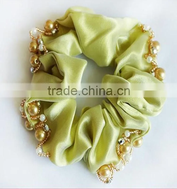 white Velvet polka dot Scrunchy Ponytail Holder Hair Accessories for girls