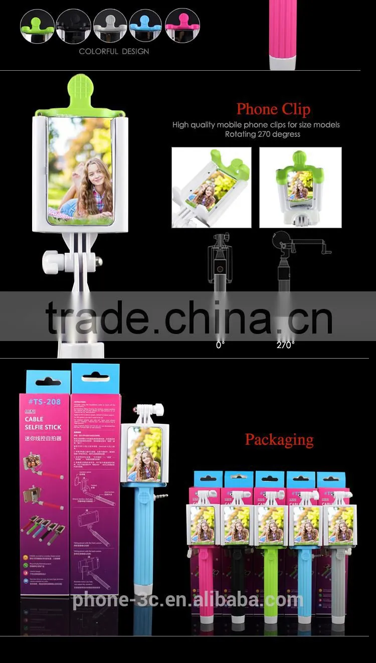 best seller product 2015 kung fu stick, charge free cable take pole selfie stick, extendable monopod with Holder