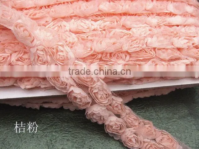 Shabby Frayed Chiffon Rose Flower Trim