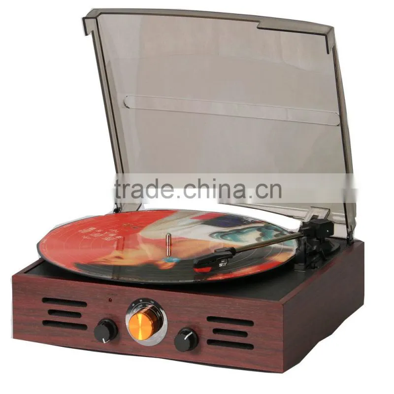 Portable USB Audio record player turntable with stereo volume control switch
