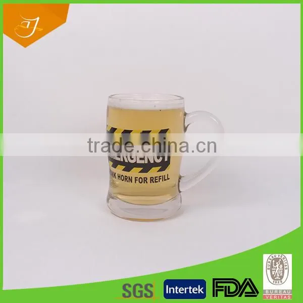 Clear Glass Beer Mug With Handle,Decal Beer Mug Wholesale