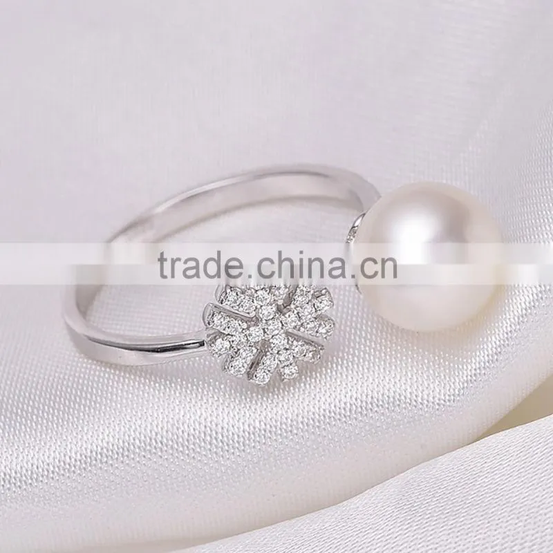 fashion 8-9mm AAA round natural freshwater round pearl ring