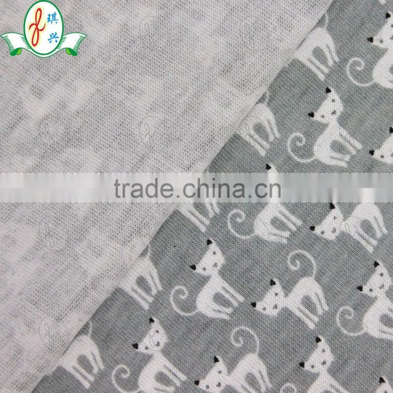 CUTE CAT printing knitted fabric for garment fabric