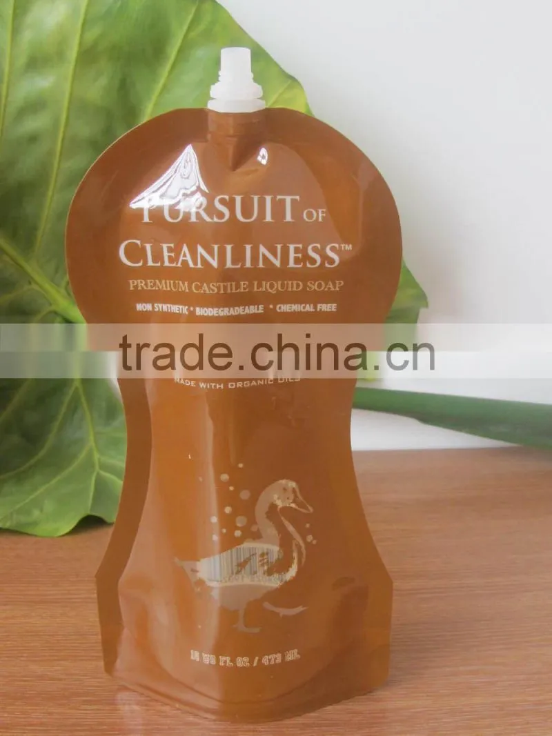 Stand up liquid soap packaging bag