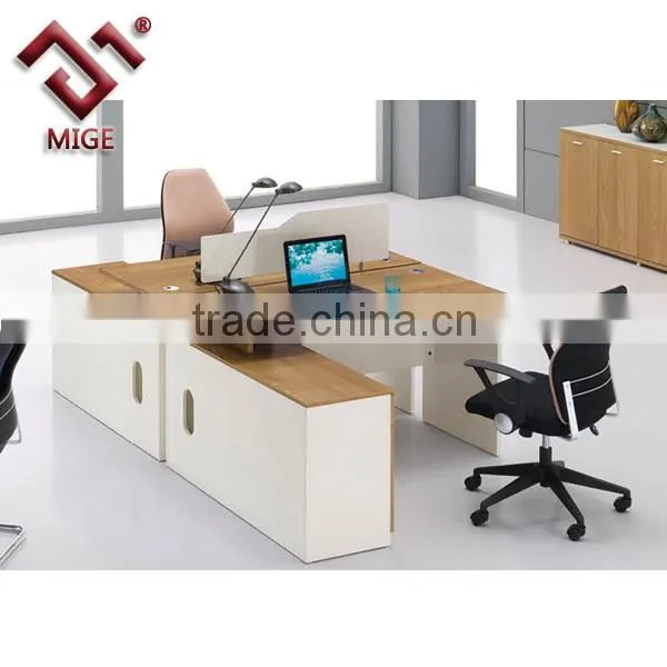 Maple Melamine 2 Person Desk with Side Cabinet