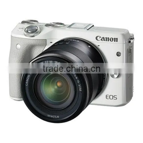 Canon EOS M3 with EF-M 18-55mm and 55-200mm Camera Kit - White DGS Dropship