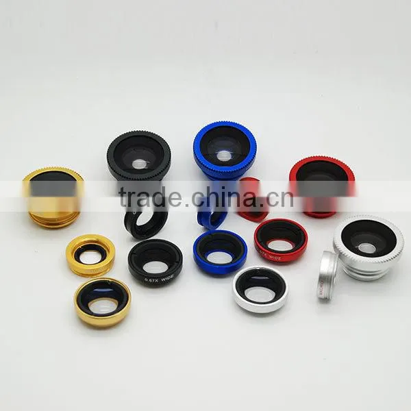 China supplier universal clip 3 in 1 lens fisheye wide angle macro mobile phone lens