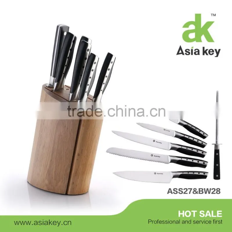 Excellent Quality 7pcs Stainless Steel Kitchen Knife Set In Block
