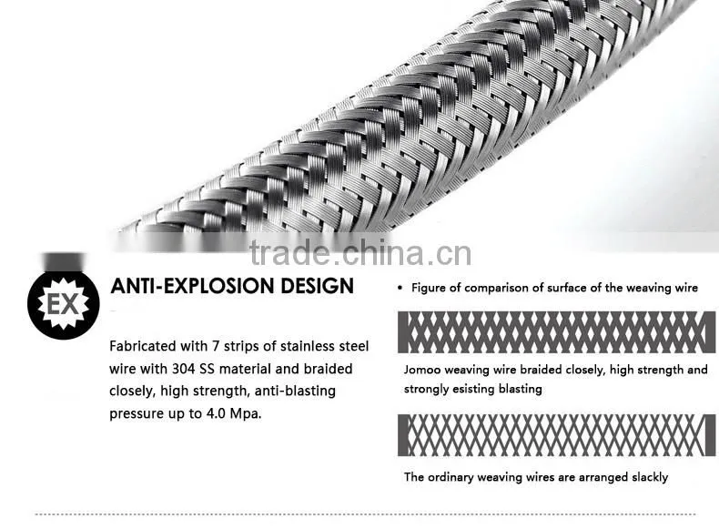 JOMOO 304 Stainless Steel Wire Braided Flexible Hose high temperature resisting hose H5371-050