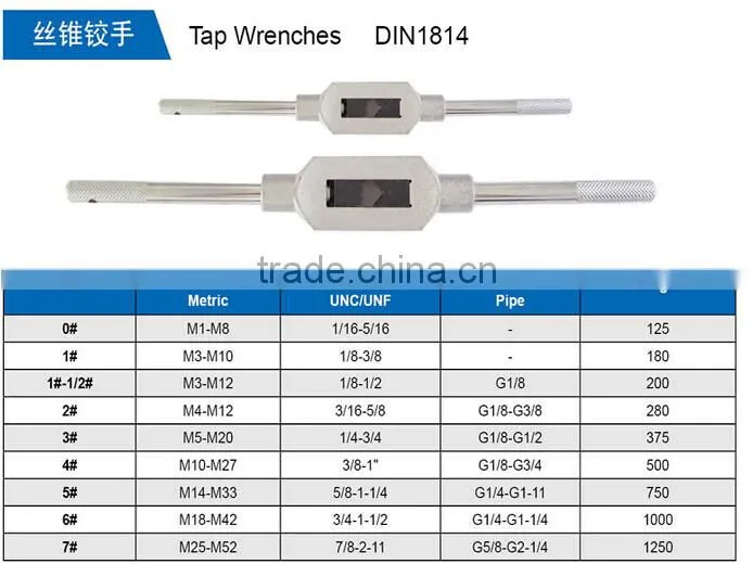 High Precision Adjustable 2# Tap Wrenches DIN1814 M4-M12