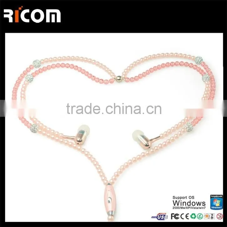 Unique design Jewelry necklace earphone for gift,promotion and retail---EO3007